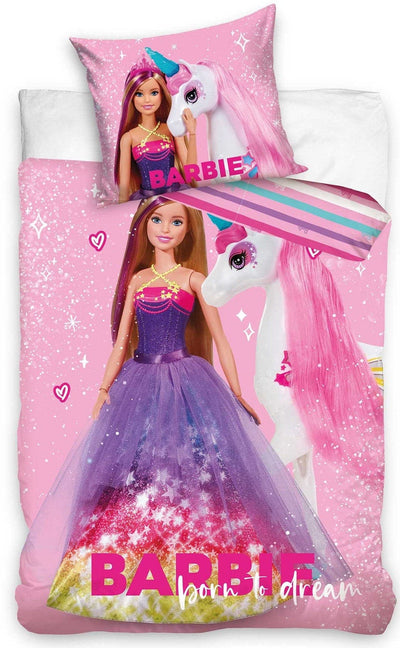 Se Barbie 'Born to dream' Sengetøj 140x200 cm - 100 procent bomuld ✔ Kæmpe udvalg i  mmaction ✔ Hurtig levering: 1 - 2 Hverdage samt billig fragt - Varenummer: MMA-2040379 og barcode / Ean: '5904302591226 på lager - Udsalg på Øvrigt sengetøj til Børn Spar op til 67% - Over 785 kendte brands på udsalg