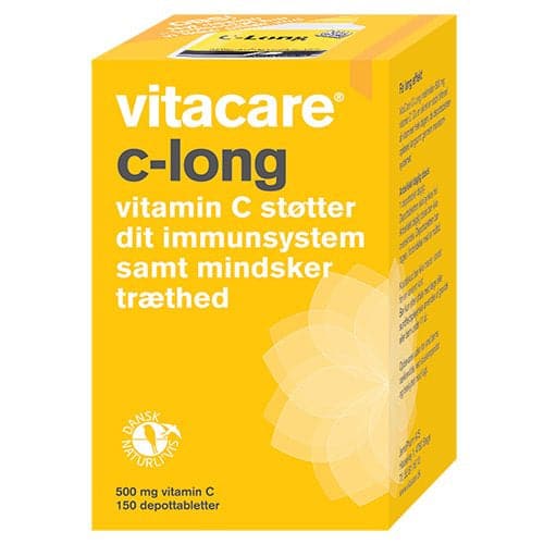 Stort online udvalg i Vitacare C-Long 500 mg 150 tabletter ❤ VitaCare ❤ Hurtig levering: 1 - 2 Hverdage og gratis fragt v/køb over 295 kr. GLS til pakkeshop ❤ Varenummer: HG-5164 og barcode / Ean: 5709920400451 på lager - Kæmpe udvalg i Vitacare Jemo Pharm A/S - Over 300 kendte brands på udsalg