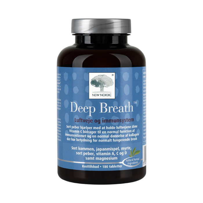 Stort online udvalg i New Nordic Deep Breath-180 tabletter ❤ New Nordic ❤ Hurtig levering: 1 - 2 Hverdage og gratis fragt v/køb over 295 kr. GLS til pakkeshop ❤ Varenummer: HG-45453 og barcode / Ean: 5021807454532 på lager - Kæmpe udvalg i Kosttilskud - Over 454 design brands på udsalg