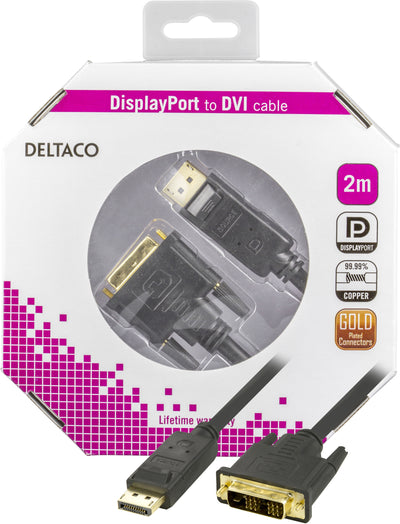 Se DisplayPort til DVI-D kabel - Fuld HD - 2m - Livstidsgaranti ❤ Kæmpe udvalg i Deltaco ❤ Hurtig levering: 1 - 2 Hverdage samt billig fragt - Varenummer: CPD-DL77DP-2020-K og barcode / Ean: '7340004668206 på lager - Udsalg på Kabler & Adaptere/Billedkabler/Displayport kabler/DisplayPort til DVI Spar op til 62% - Over 454 kendte brands på udsalg