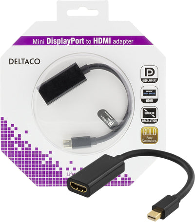 Se Mini DisplayPort til HDMI-adapter med lyd - 4K - 0.2m - Livstidsgaranti ❤ Kæmpe udvalg i Deltaco ❤ Hurtig levering: 1 - 2 Hverdage samt billig fragt - Varenummer: CPD-DL77DP-HDMI25-K og barcode / Ean: '7340004696698 på lager - Udsalg på Kabler & Adaptere/Billedkabler/Mini Displayport kabler/Mini Displayport til HDMI Spar op til 59% - Over 454 design mærker på udsalg