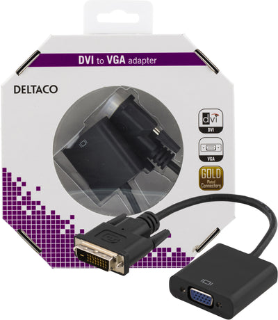 Se DVI-D til VGA adapter - Guldbelagt - 15 cm ❤ Kæmpe udvalg i Deltaco ❤ Hurtig levering: 1 - 2 Hverdage samt billig fragt - Varenummer: CPD-DL77DVI-VGA-K og barcode / Ean: '7340004691556 på lager - Udsalg på Kabler & Adaptere/Billedkabler/DVI kabler/DVI til VGA Spar op til 66% - Over 454 kendte mærker på udsalg