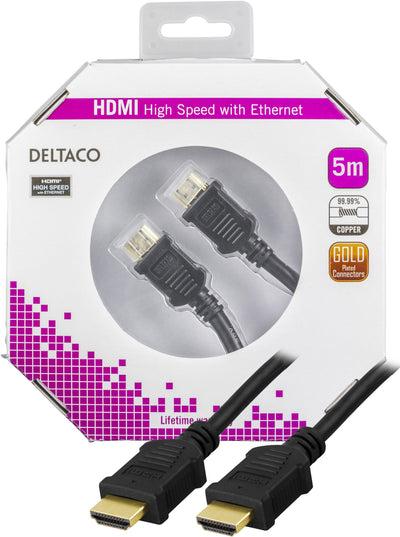 Se HDMI kabel - High Speed med Ethernet - 4K 30Hz - 5m - Livstidsgaranti ❤ Kæmpe udvalg i Deltaco ❤ Hurtig levering: 1 - 2 Hverdage samt billig fragt - Varenummer: CPD-DL77HDMI-1050-K og barcode / Ean: '7340004662242 på lager - Udsalg på Kabler & Adaptere/Billedkabler/HDMI kabler/HDMI kabler Spar op til 67% - Over 412 kendte brands på udsalg