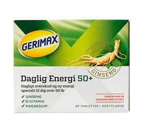 Se Gerimax Daglig Energi 50+ 80 tabletter ❤ Kæmpe udvalg i Blandet ❤ Hurtig levering: 1 - 2 Hverdage samt billig fragt - Varenummer: HG-19653 og barcode / Ean: '5702071385585 på lager - tilbud på Orkla Care A/S Spar op til 54% - Over 454 design brands på tilbud