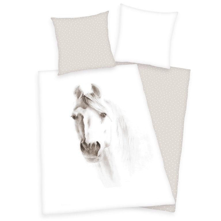 Se Hvid Hest Sengetøj (100 procent bomuld) ✔ Kæmpe udvalg i  mmaction ✔ Hurtig levering: 1 - 2 Hverdage samt billig fragt - Varenummer: MMA-2010194 og barcode / Ean: &