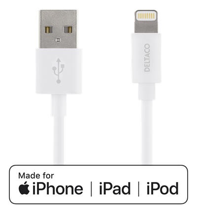Se iPhone / iPad - Lightning USB opladerkabel - MFI certificeret - 1m - Hvid - 5 Års garanti ❤ Kæmpe udvalg i Deltaco ❤ Hurtig levering: 1 - 2 Hverdage samt billig fragt - Varenummer: CPD-DL77IPLH-171 og barcode / Ean: '7340004689201 på lager - Udsalg på Mobil tilbehør Spar op til 51% - Over 454 design mærker på udsalg