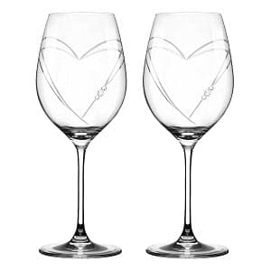 Matrivo Hvidvinsglas med Swarovski krystaller - 2 stk. Two Hearts - Køb online nu
