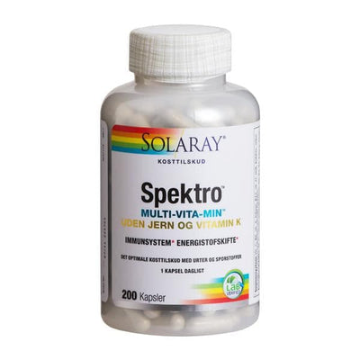 Stort online udvalg i Spektro Multivitamin u. jern og K 200 kaps. ❤ Spektro ❤ Hurtig levering: 1 - 2 Hverdage og gratis fragt v/køb over 295 kr. GLS til pakkeshop ❤ Varenummer: HG-7943 og barcode / Ean: 076280990331 på lager - Kæmpe udvalg i Sundhed - Over 434 design mærker på udsalg