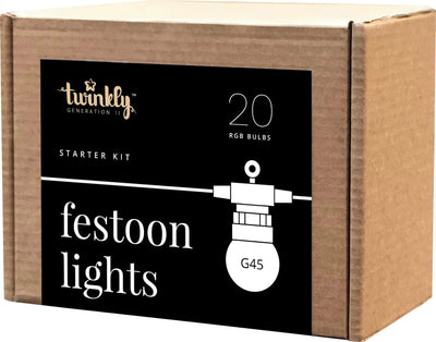 Se Twinkly Festoon smart RGB LED-lyskæde FESTOONRGB20 ❤ Stort online udvalg i Twinkly ❤ Hurtig levering: 1 - 2 Hverdage samt billig fragt ❤ Varenummer: ELG-217569 og barcode / Ean: 8056326671563 på lager - Udsalg på Lamper & belysning - Over 434 design brands på udsalg