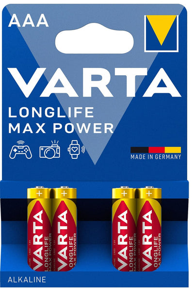 Se Varta Longlife Max Power AAA-batterier (4-pak) ❤ Stort online udvalg i Varta ❤ Hurtig levering: 1 - 2 Hverdage samt billig fragt ❤ Varenummer: ELG-VARTALR03B4 og barcode / Ean: 4008496104734 på lager - Udsalg på Batterier - Over 785 kendte brands på udsalg