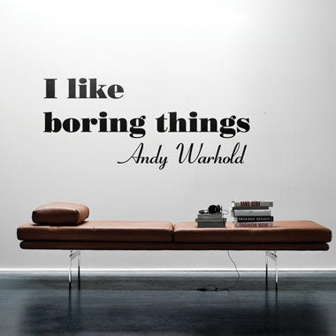 Se I like boring things wallsticker af Alan Smithee, 65x29 cm ❤ Stort online udvalg i Alan Smithee ❤ Hurtig levering: 1 - 2 Hverdage samt billig fragt ❤ Varenummer: ILL-12035 og barcode / Ean: på lager - Udsalg på Wallsticker shop - Citater Spar op til 58% - Over 434 design brands på udsalg