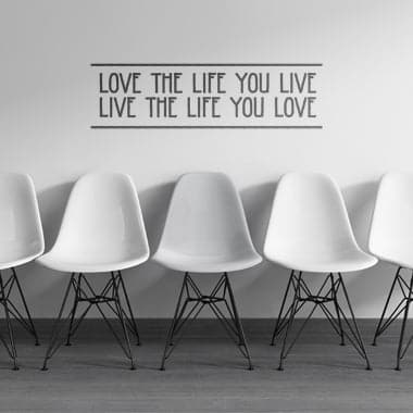 Se Love The Life wallsticker af Alan Smithee, 82x23 cm ❤ Stort online udvalg i Alan Smithee ❤ Hurtig levering: 1 - 2 Hverdage samt billig fragt ❤ Varenummer: ILL-12119 og barcode / Ean: på lager - Udsalg på Wallsticker shop - Citater Spar op til 67% - Over 434 design brands på udsalg